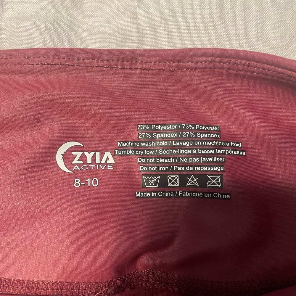 Zyia Cranberry Metallic Light n Tight Leggings 28” Long Sz 8-10 - Picture 7 of 7